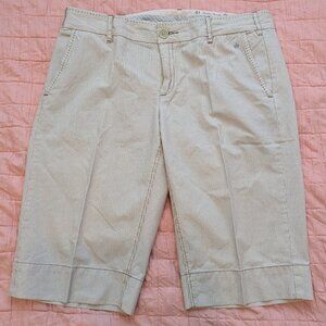 Anthropologie G1 Tailor Goods Light Blue & Pink Pinstripe LONG Shorts Size 10